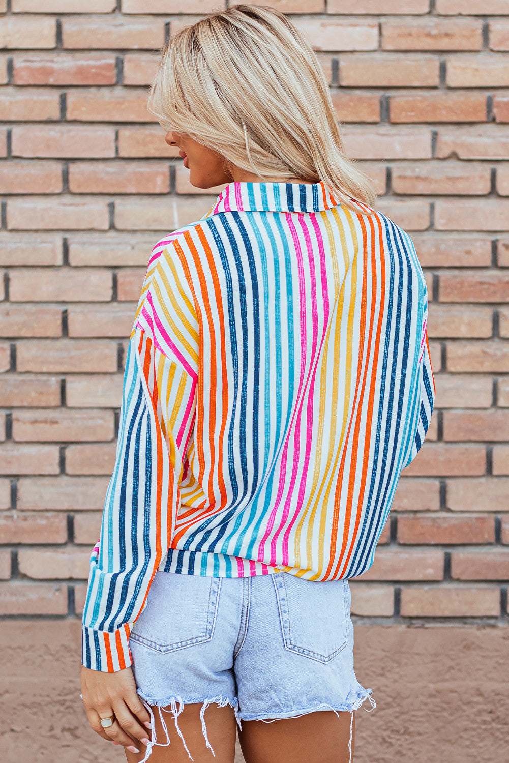 Fresh Striped Button Top