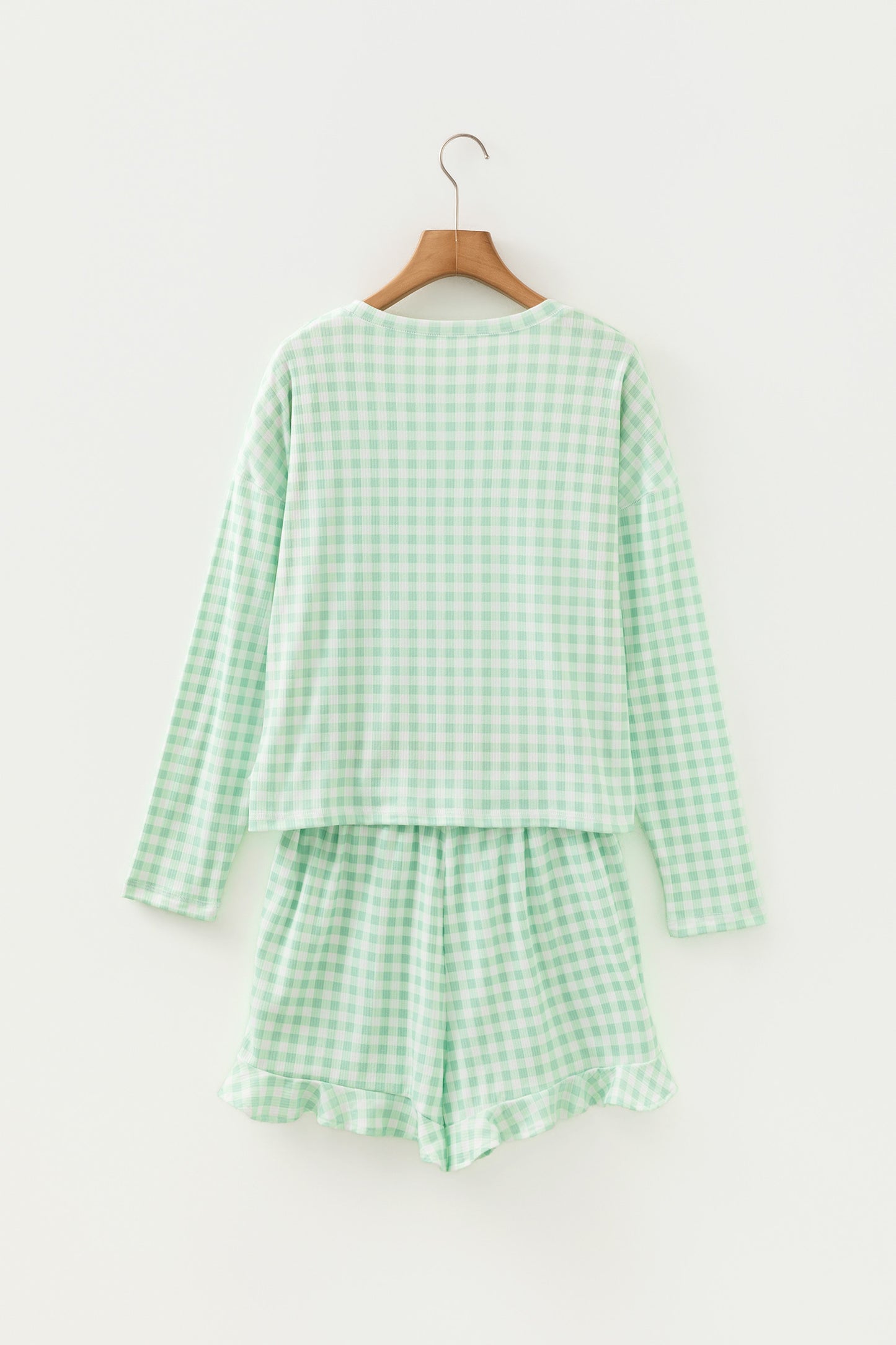 Plaid Green Short Ruffle Set