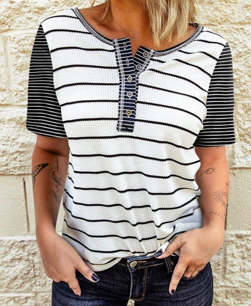 Black&White Waffle Knitt Tee