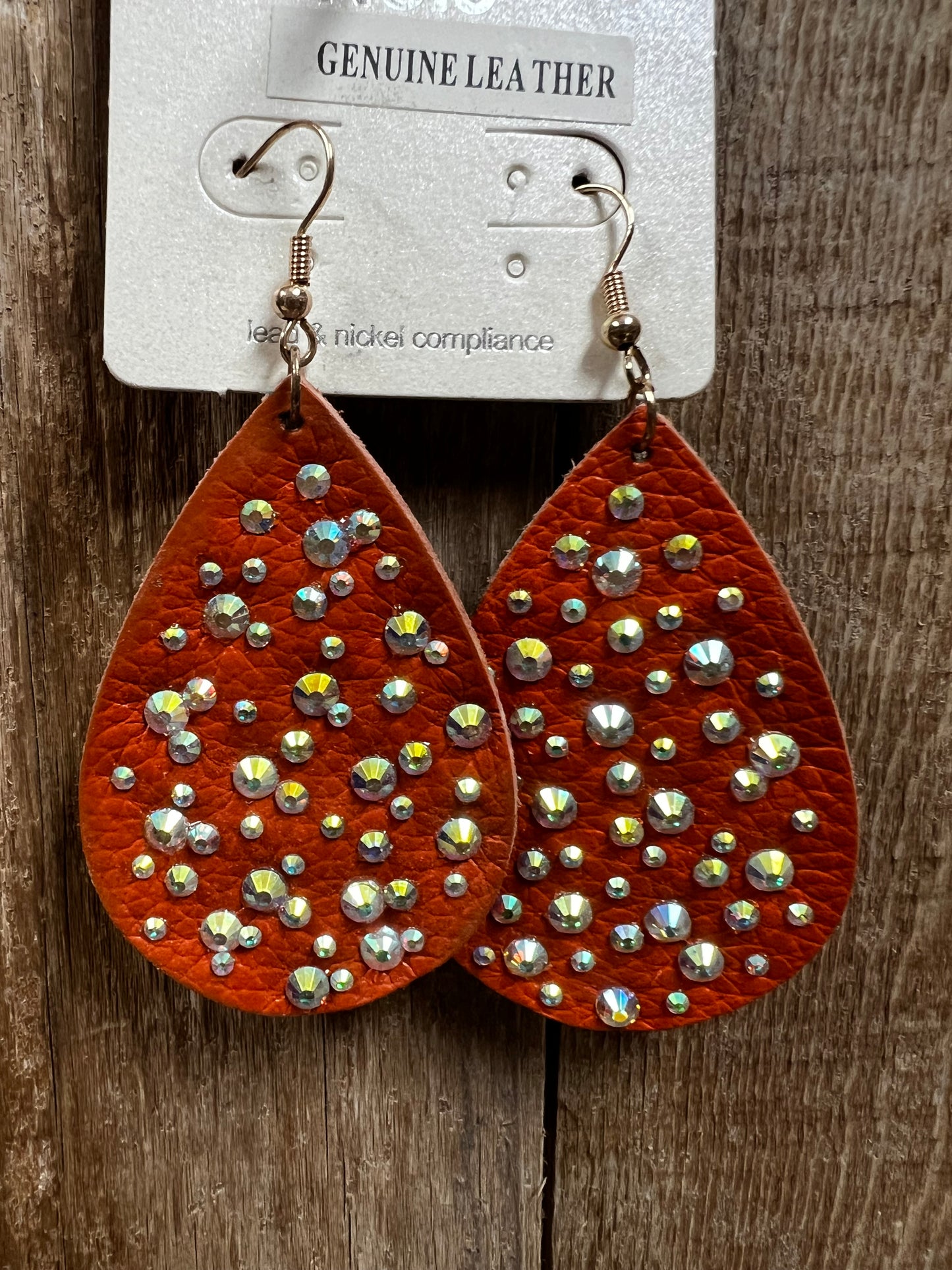 Mini Shiny Stone Leather Teardrop (See other Colors)