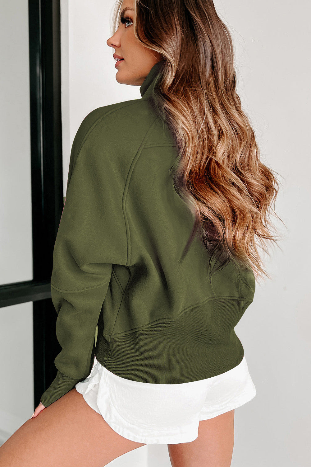Olive Crop Half Zip