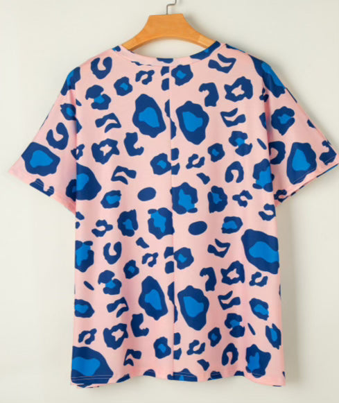 Plus Size - Blue Cheetah Top