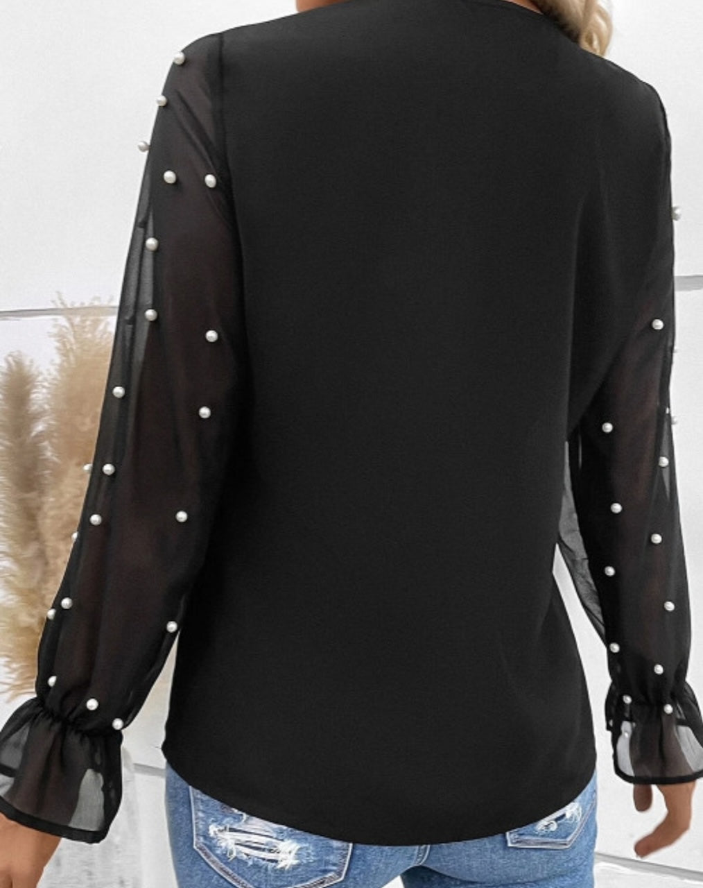 Black Pearl Sleeve Blouse