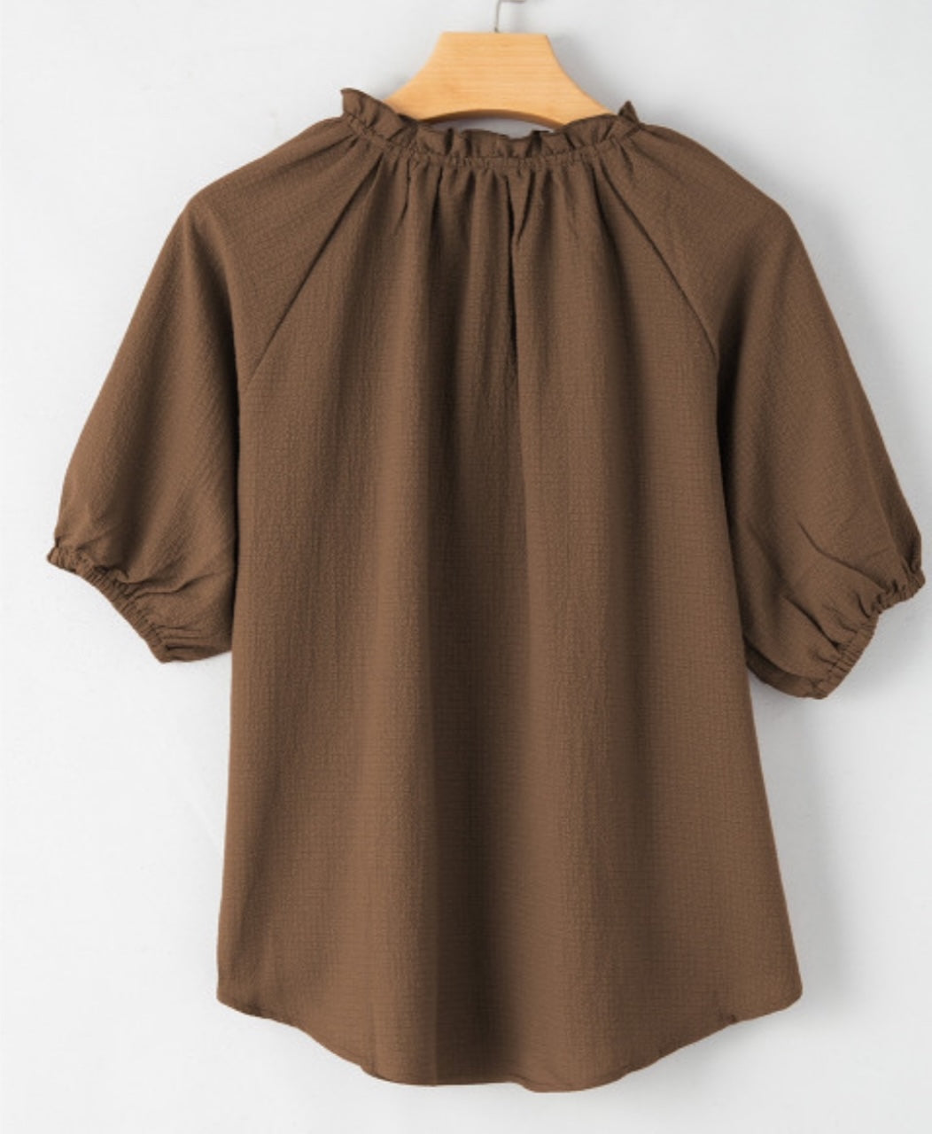Coffee Brown Puff Sleeve Top
