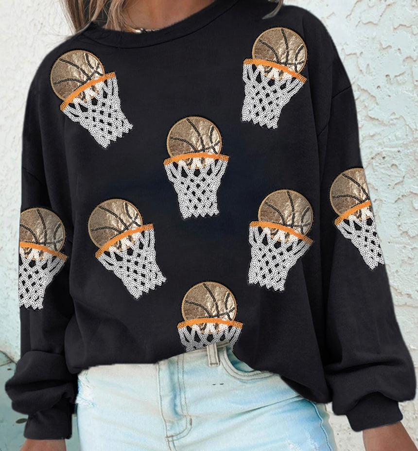 Sequins Basketball Black Long Sleeve