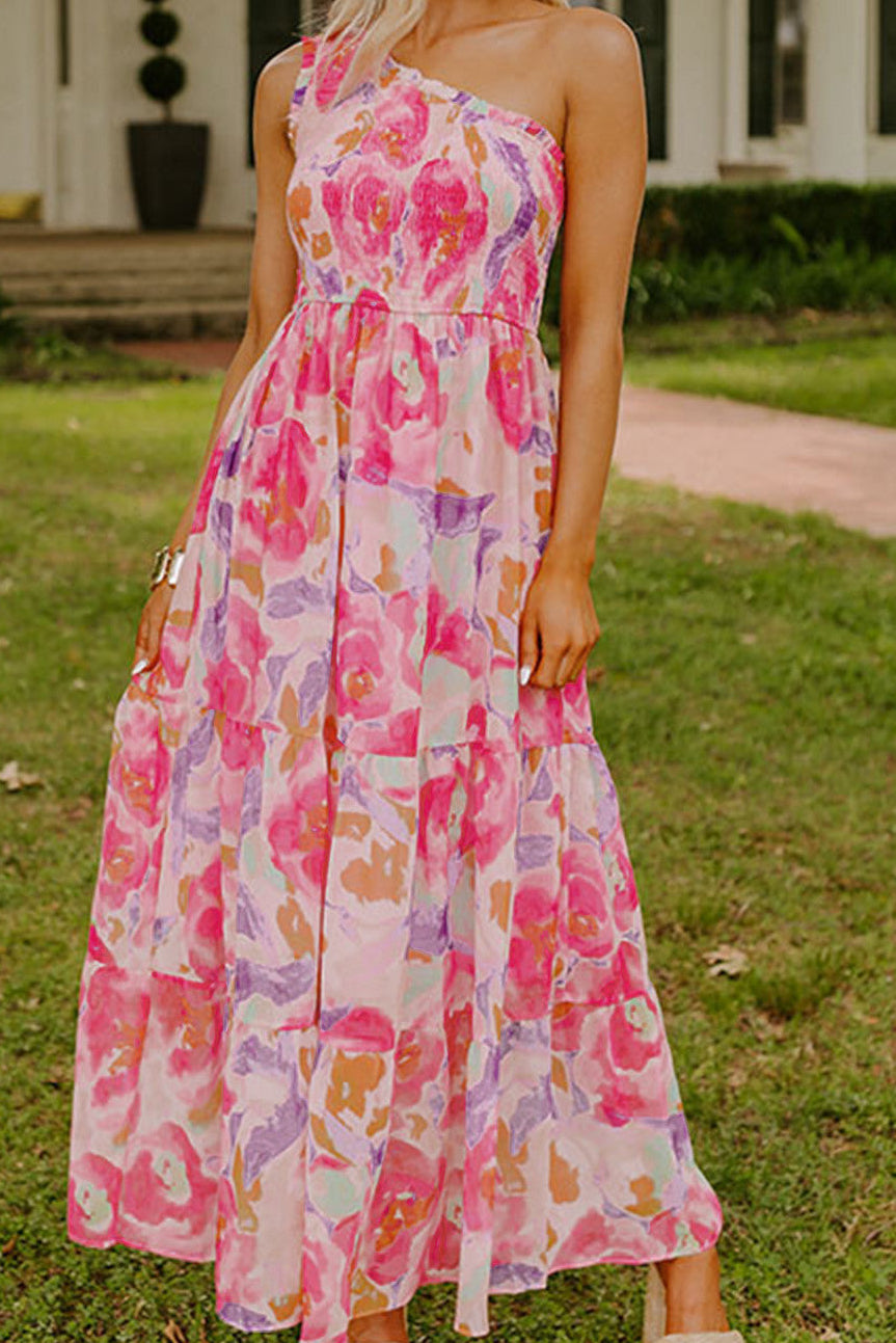 One Shoulder Floral Dress