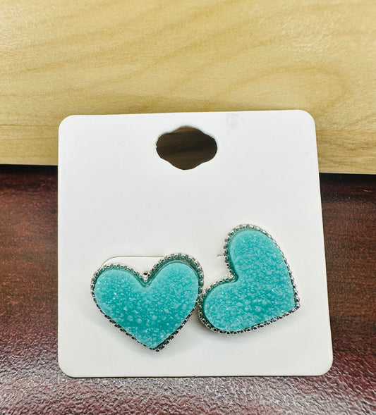 Druzy Heart Studs (See other Colors)
