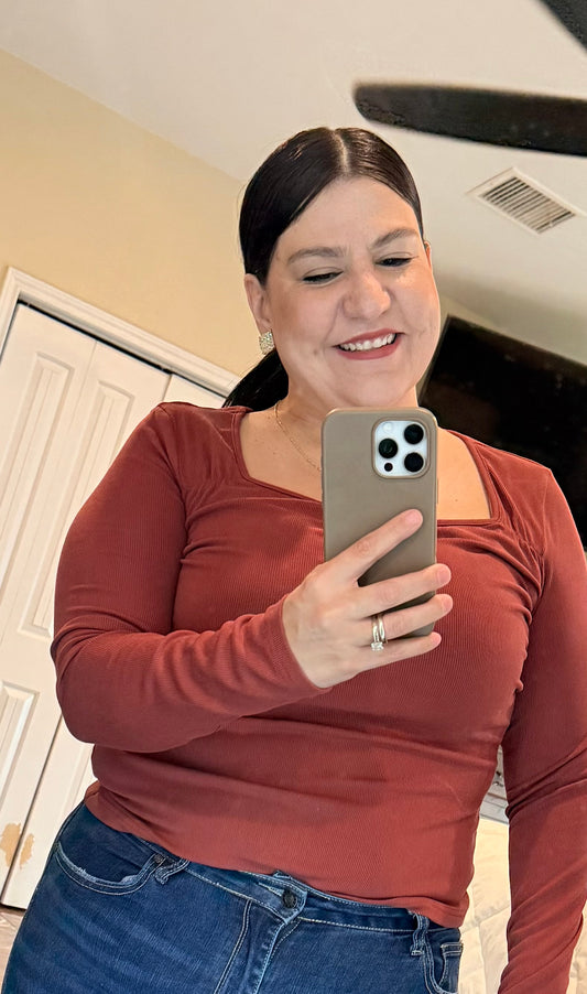 Maroonish Ribbed Top