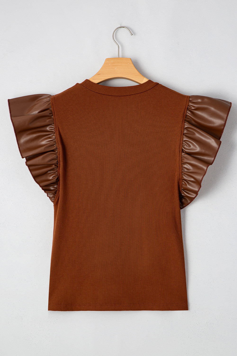 Brown Leather Ruffle