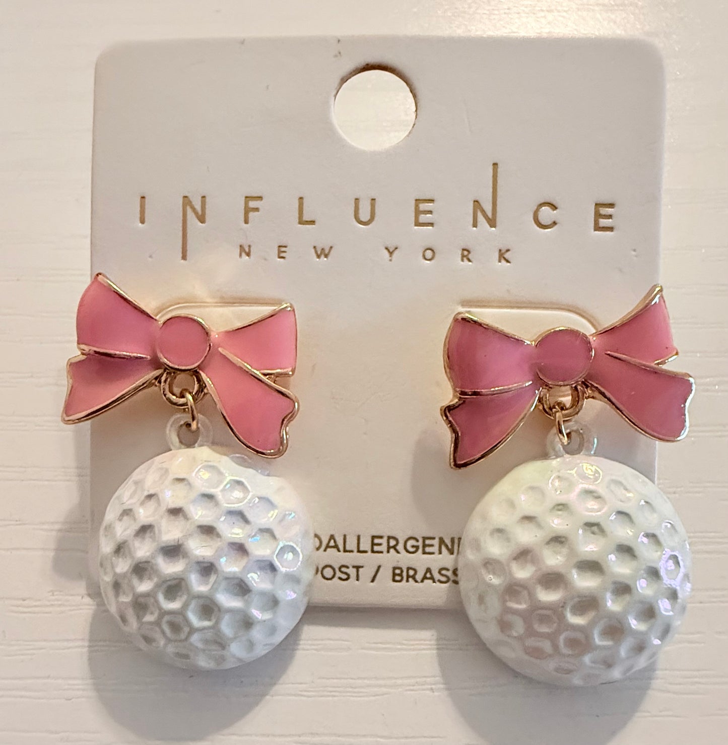 Pink Bow Golf Earrings