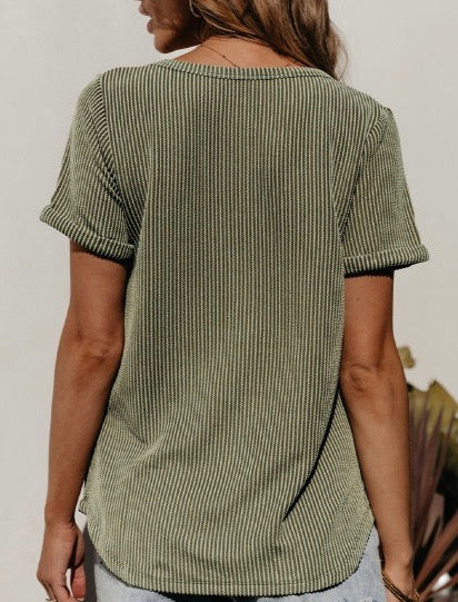 Olive Ribbed Tee