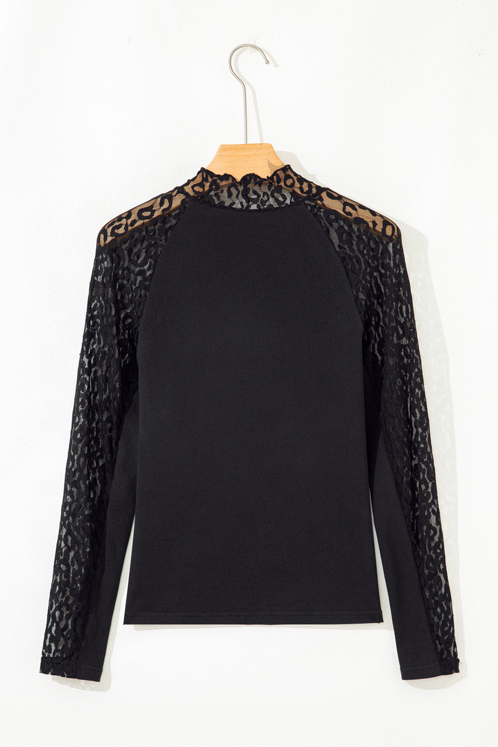 Black Cheetah Lace LS Top