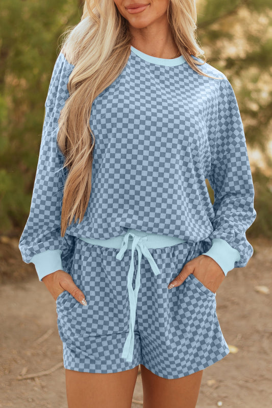 Baby Blue Checkered Set
