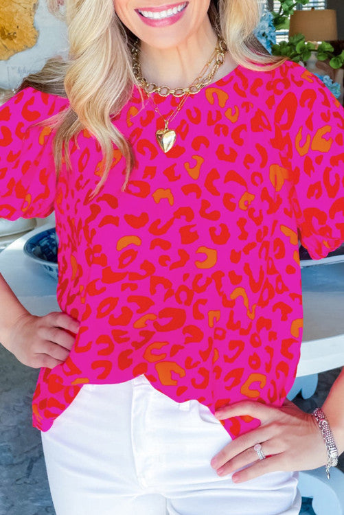 Hot Pink  Cheetah Blouse