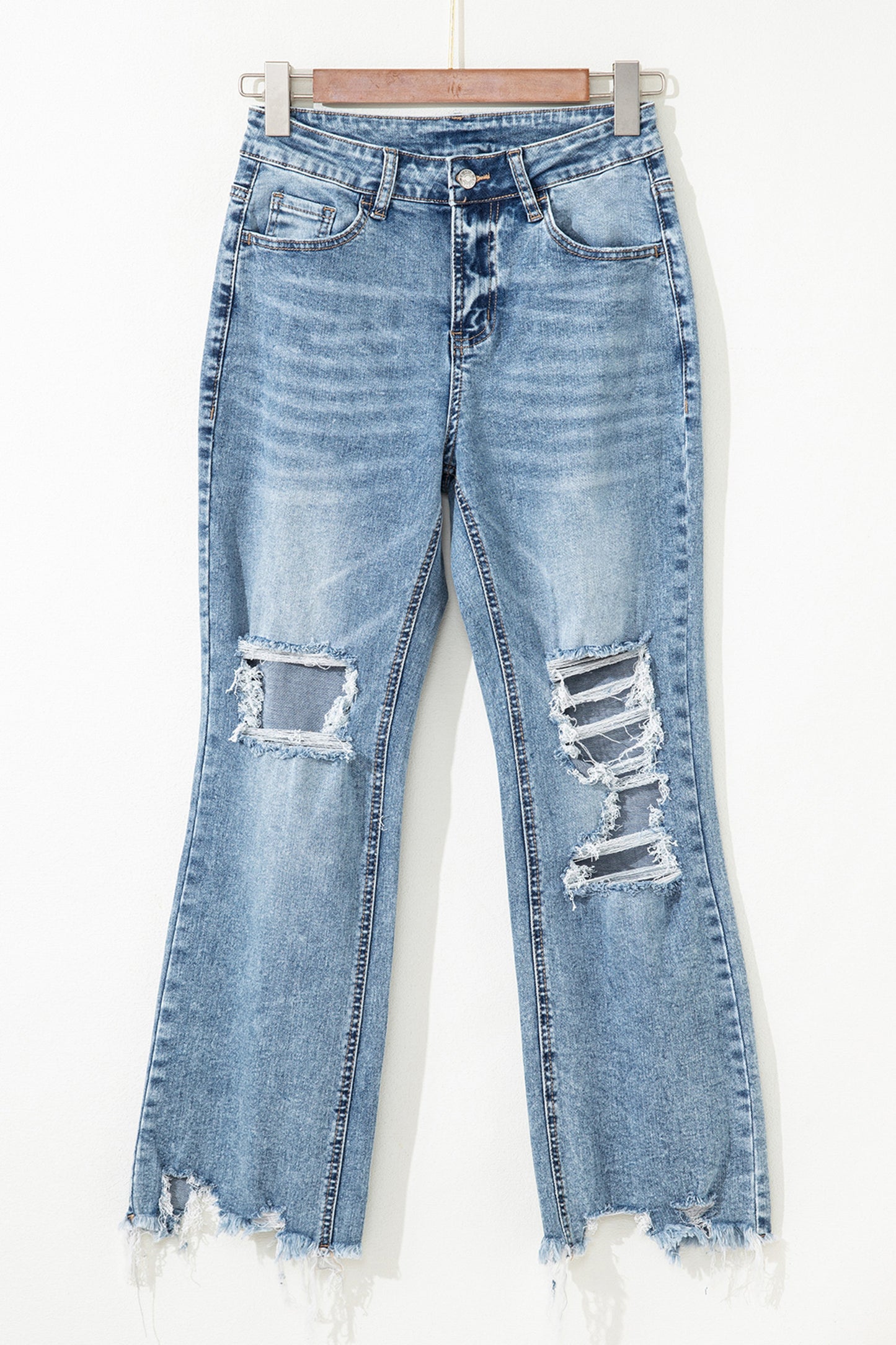 Washed torn jeans