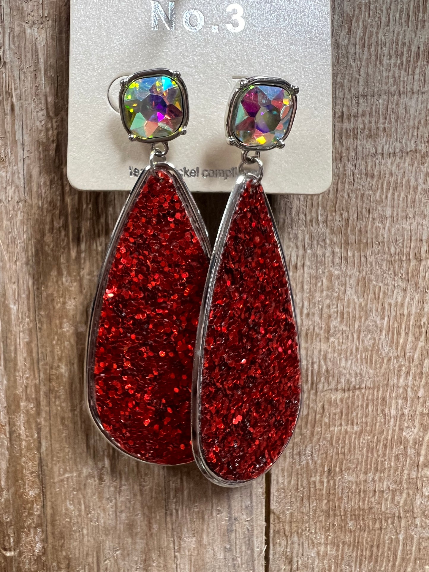 Glitter Blind Stud Teardrop (See other Colors)