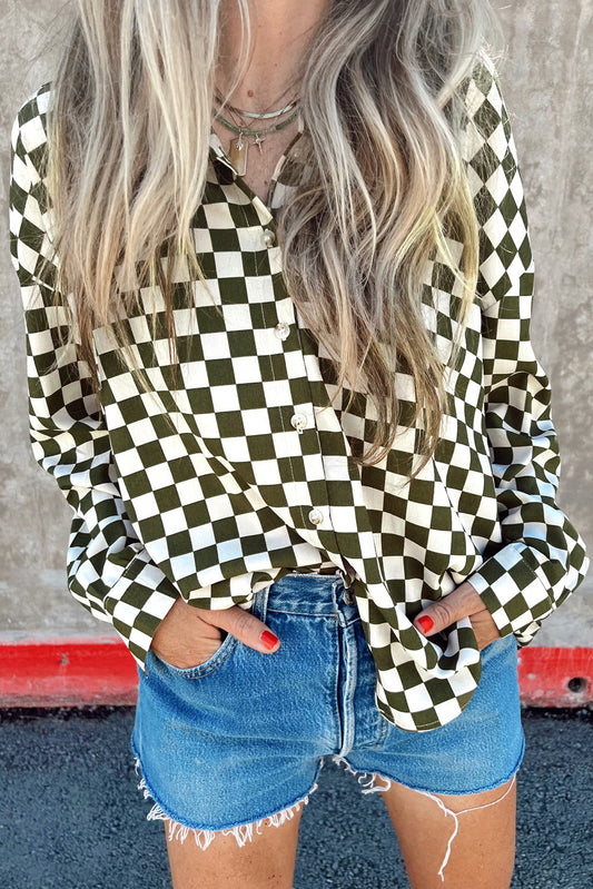 Olive Checkered Blouse