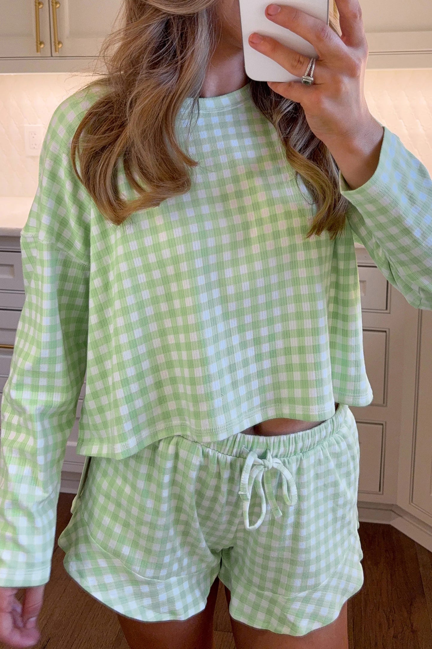 Plaid Green Short Ruffle Set