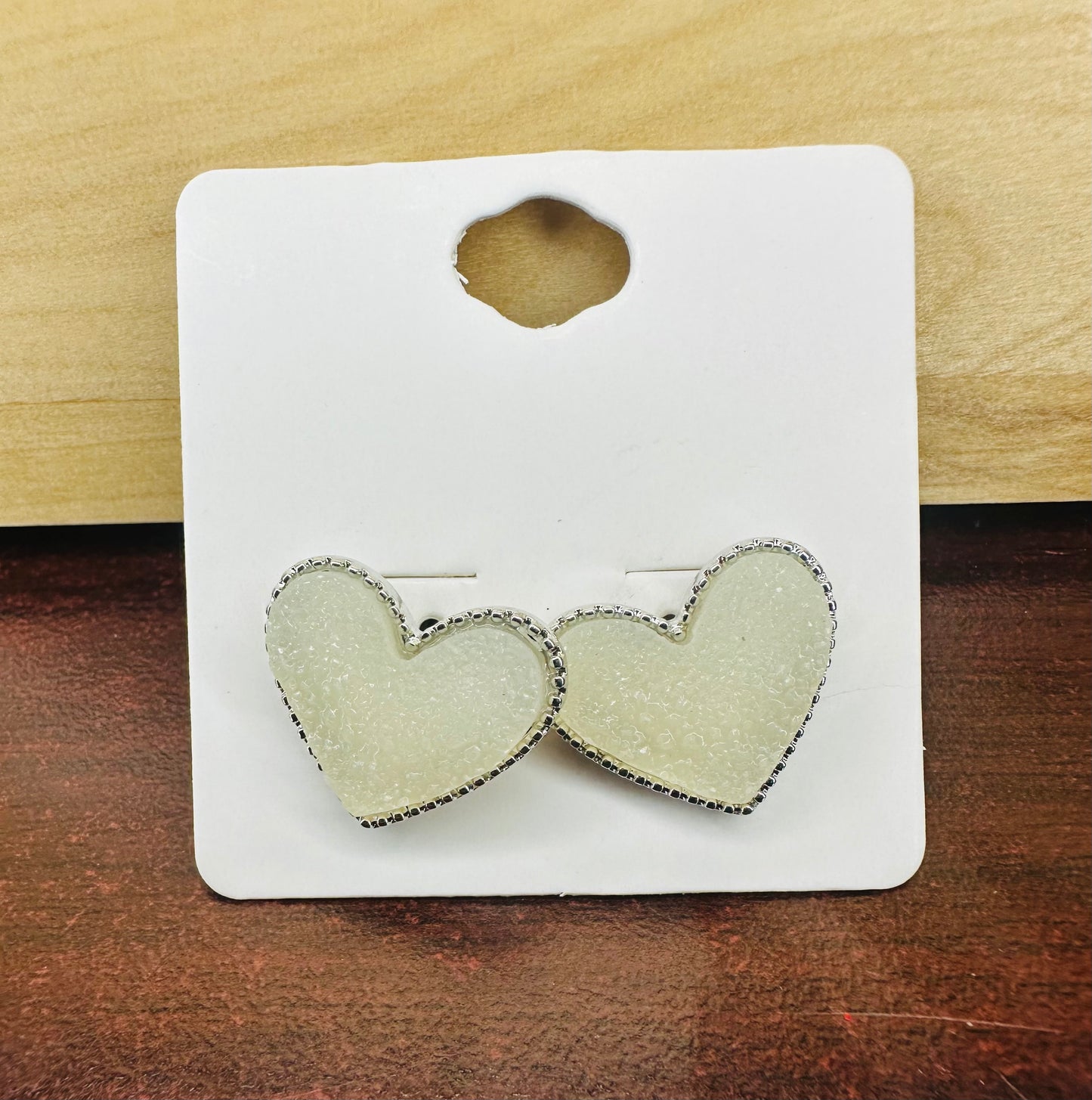 Druzy Heart Studs (See other Colors)