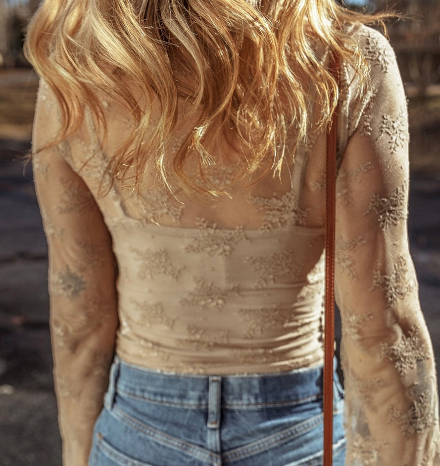 Tan Lace Mesh LS(liner included)