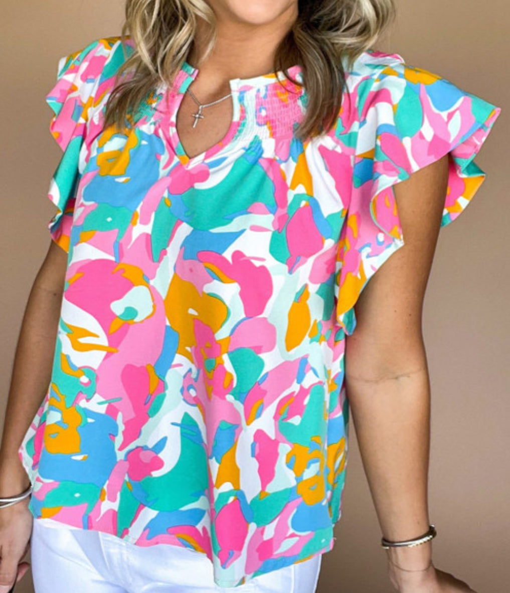 Ruffle Colorful Blouse