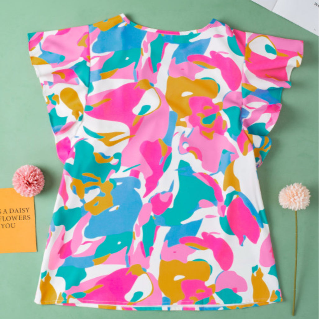 Ruffle Colorful Blouse