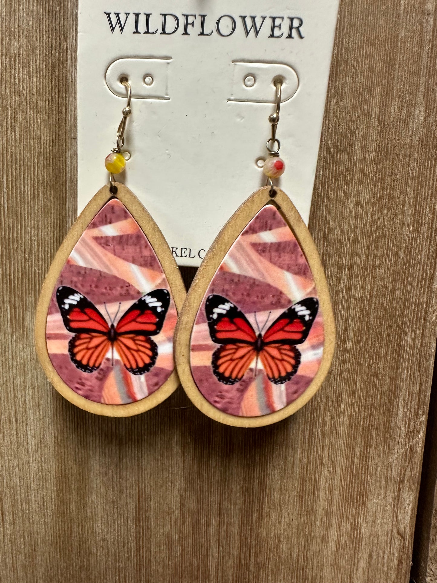 Wooden Tear Drop Butterfly