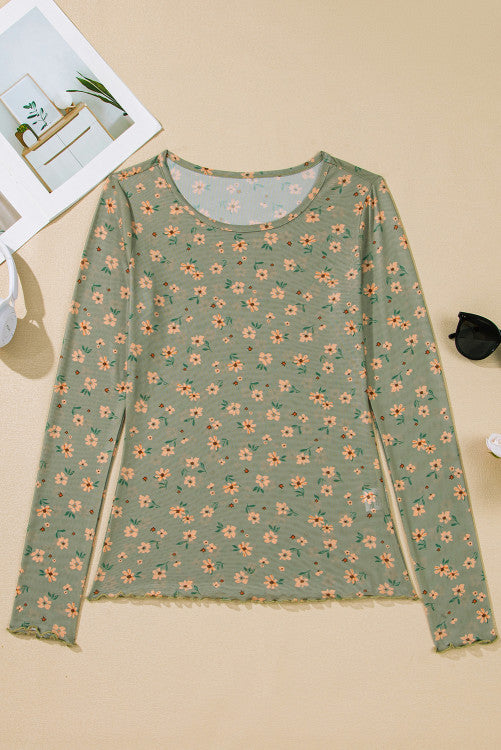 Olive Floral Mesh