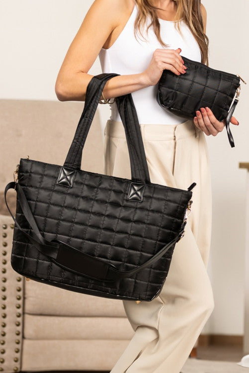 Black Quilted Duffle