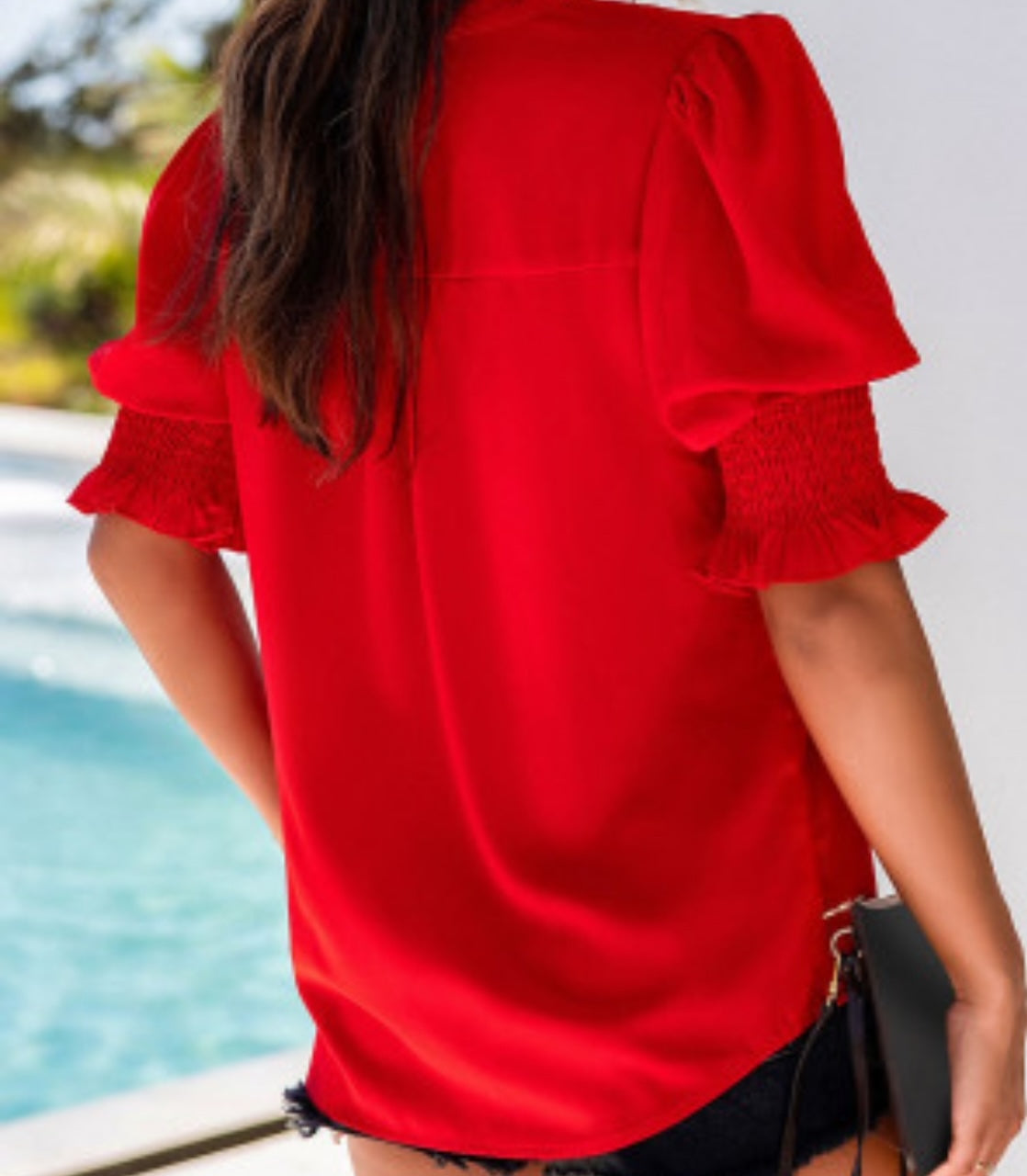 Red V-Neck Blouse