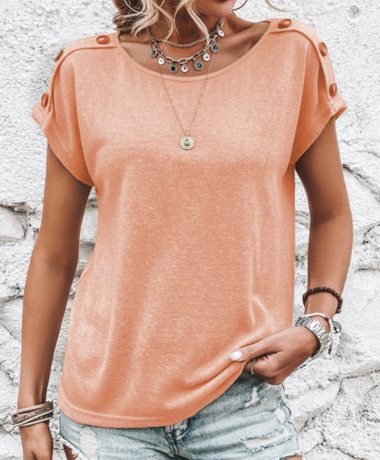 Pink Button Sleeve Top